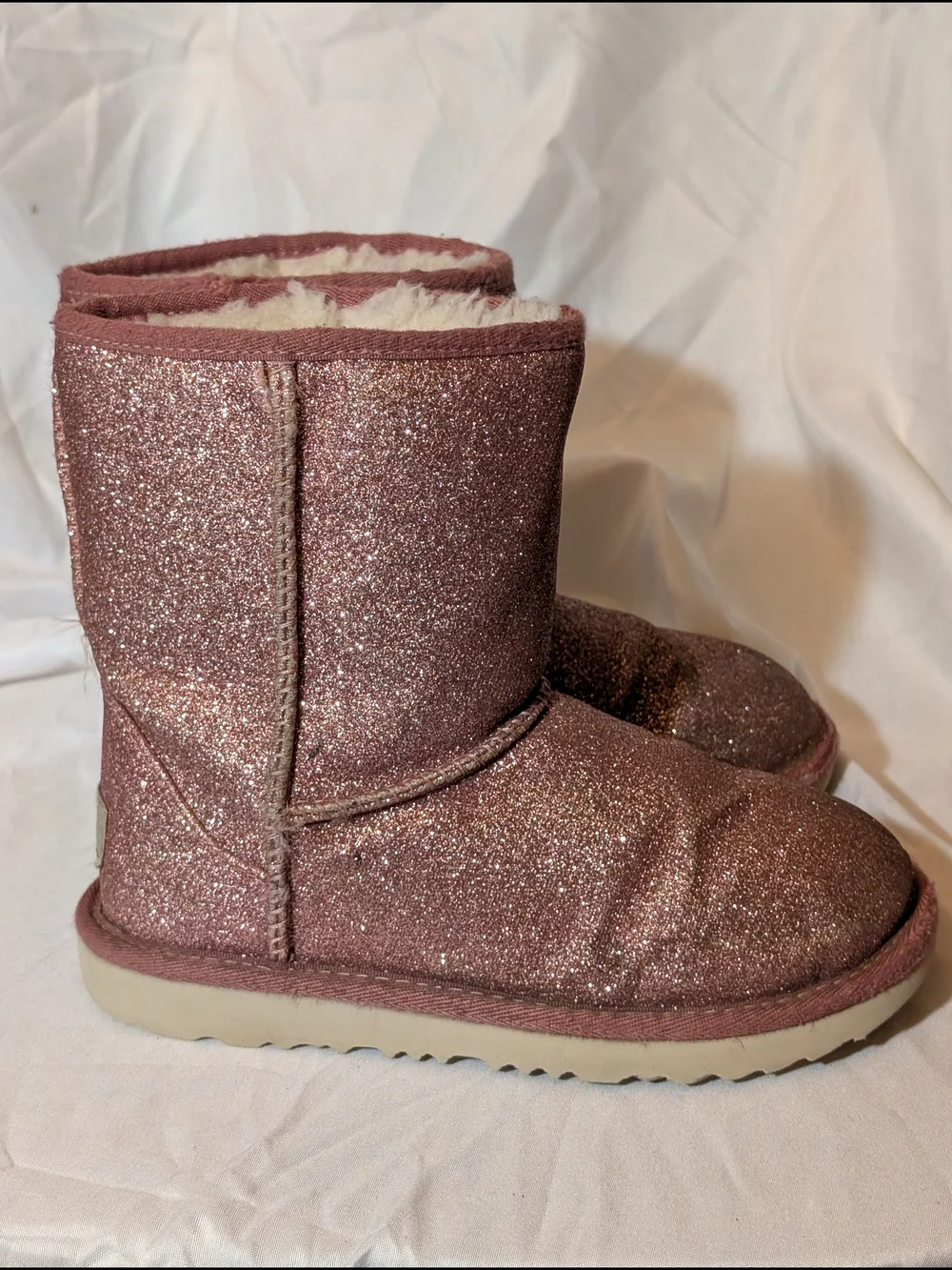 UGG Kids Pink Glitter Faux-Fur Boot